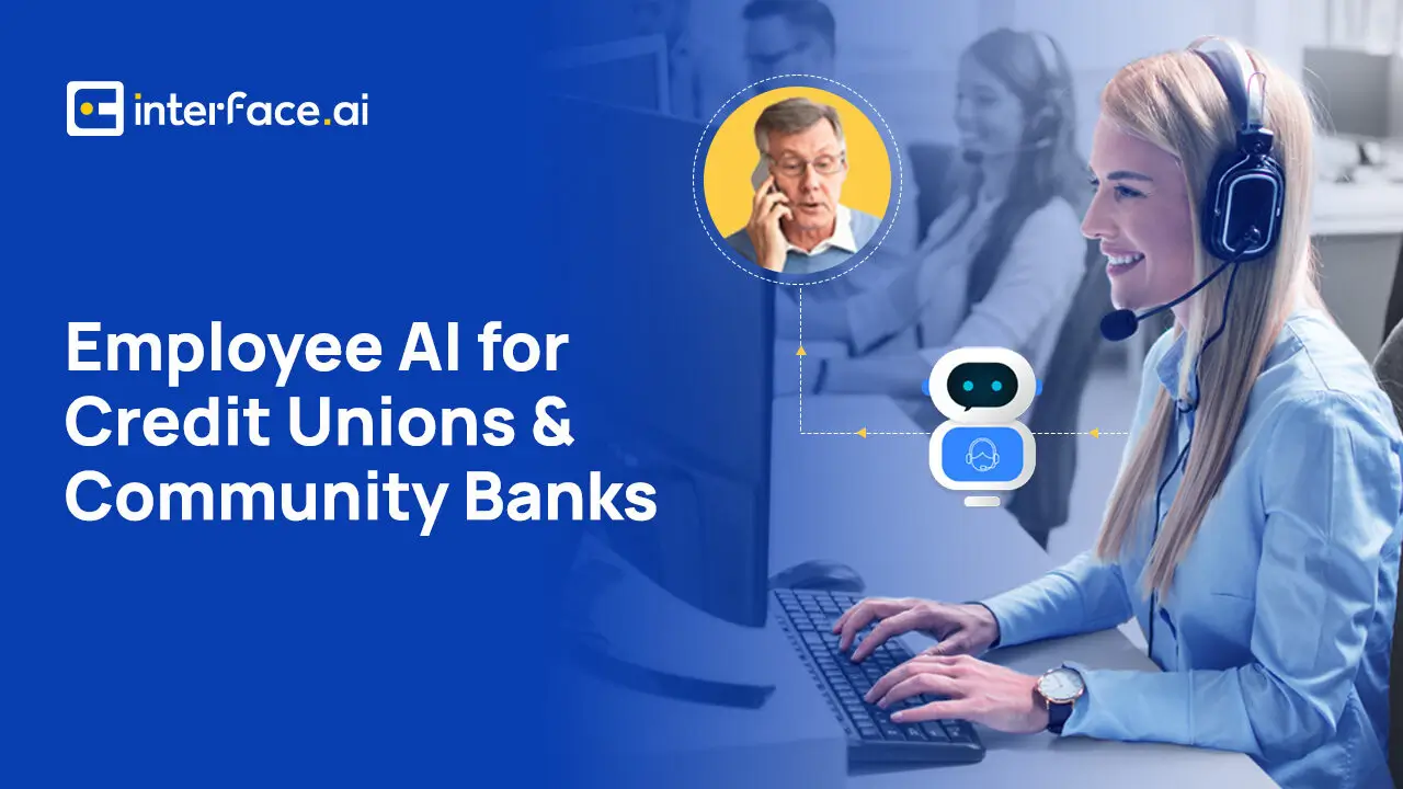 An ad for "Employee AI for Credit Unions & Community Banks" with an office setting and AI icons.